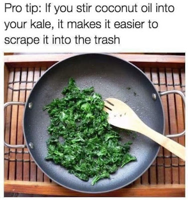 Pro tip: If you add oil to your kale it makes it easier to scrape into the trash