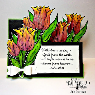 Our Daily Bread Designs Stamp Set: Tulips, Custom Dies: Tulip, Pierced Rectangles, Side Step Card, Small Bow 