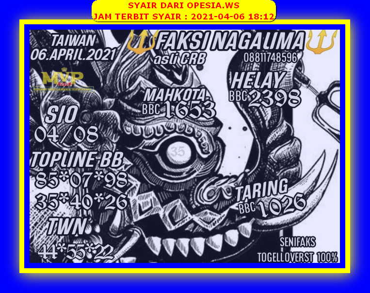 Syair Hk Hari Ini Selasa 6 April 2021 Opesia Official