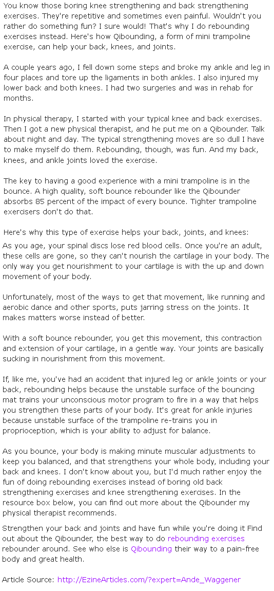 Fitness Knee Strengthening and Back Strengthening Exercises