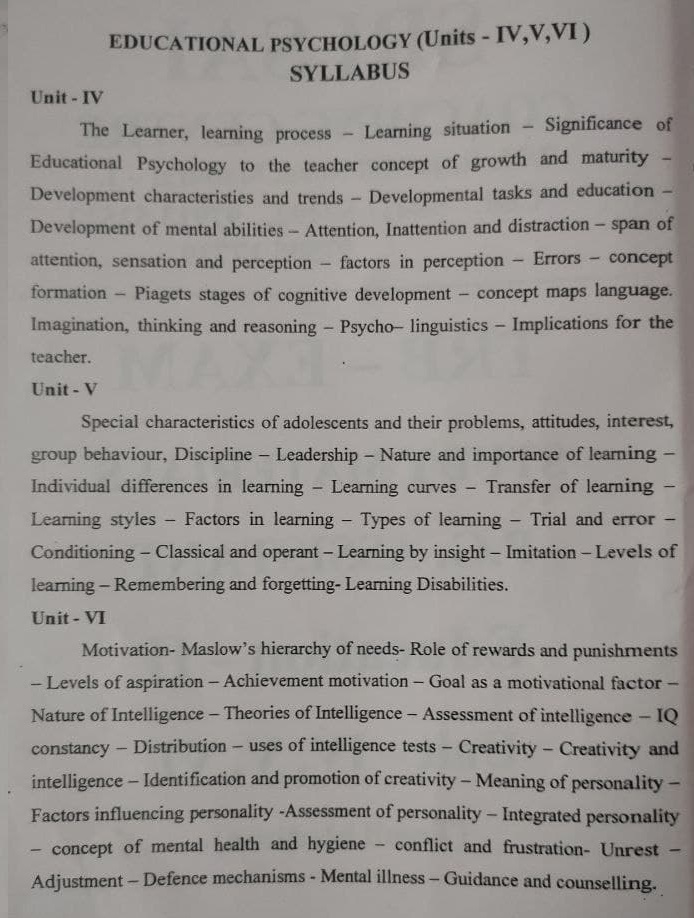 PGTRRB Educational Psychology Notes Unit 6 Part 1 PGTRRB Educational Psychology Notes Unit 6