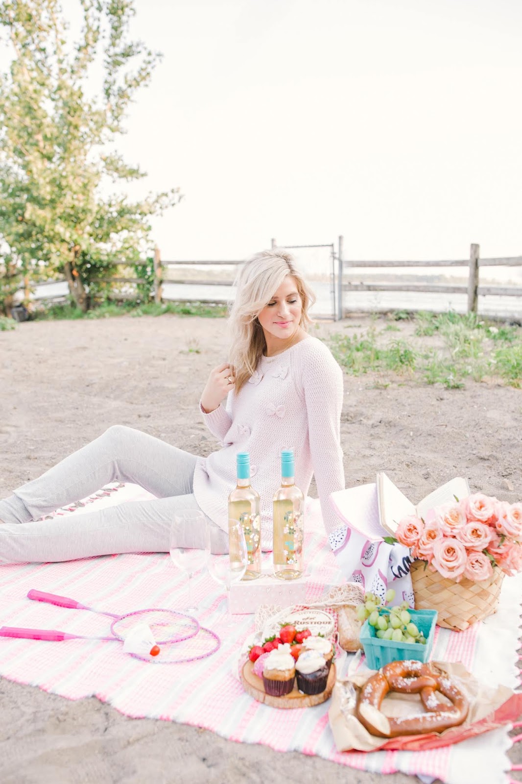 How to Have the Perfect Self-Care Day with XOXO Wines - Colourful, pink beach picnic with bestie