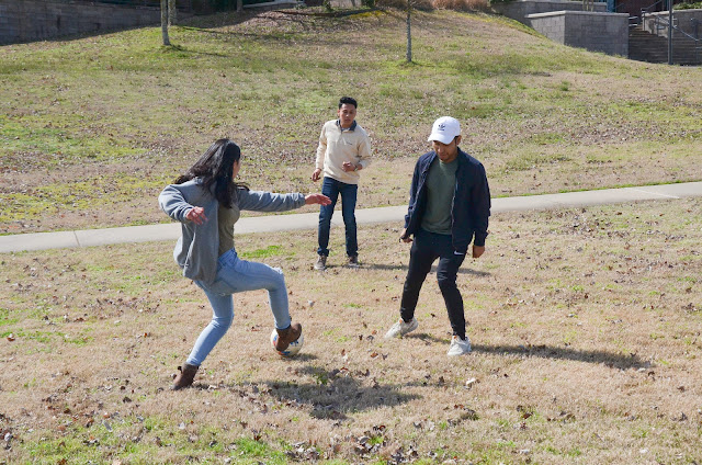 students playing soccer