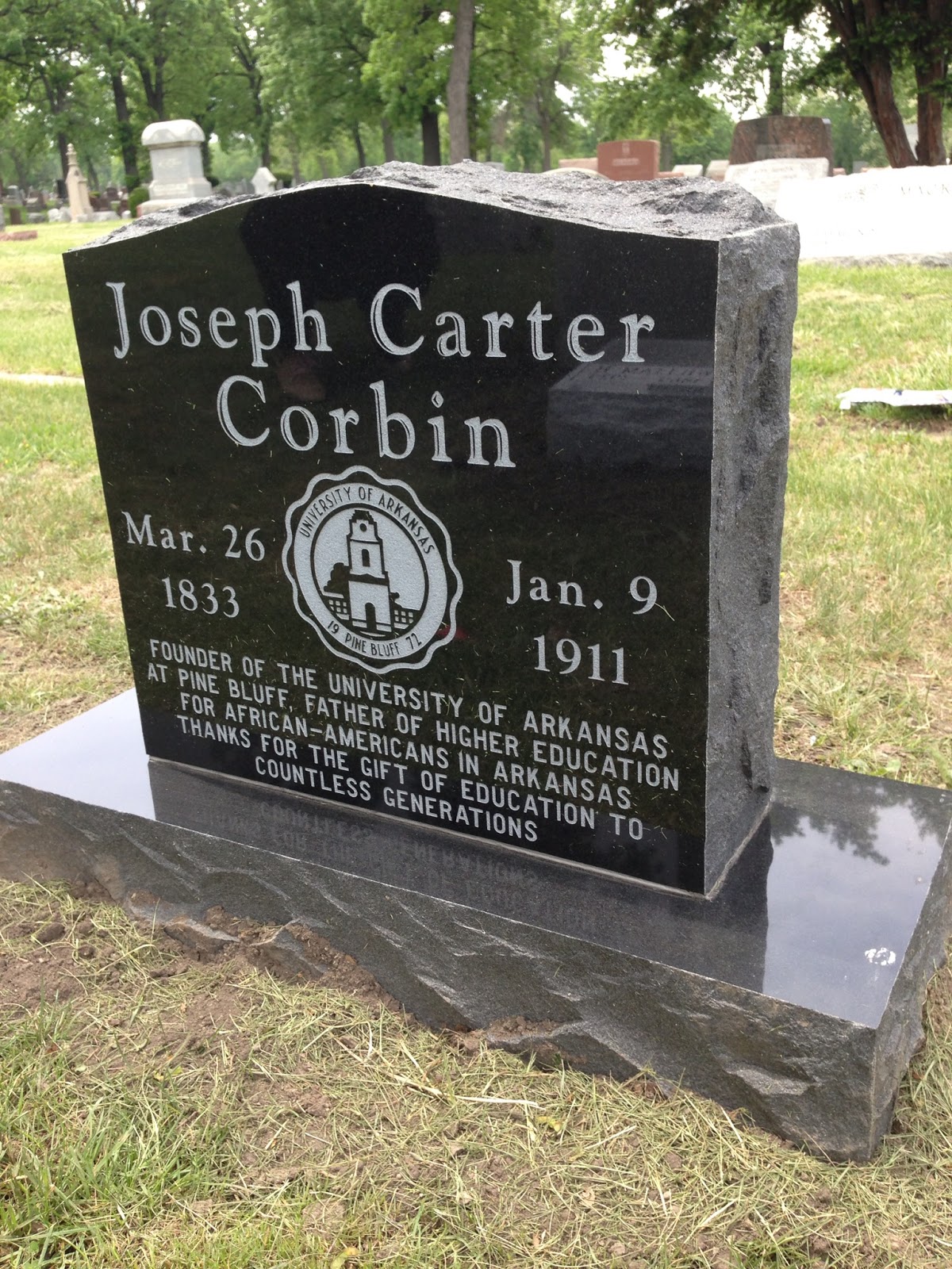 Visited By an Angel Joseph Carter Corbin Memorial Headstone Dedication