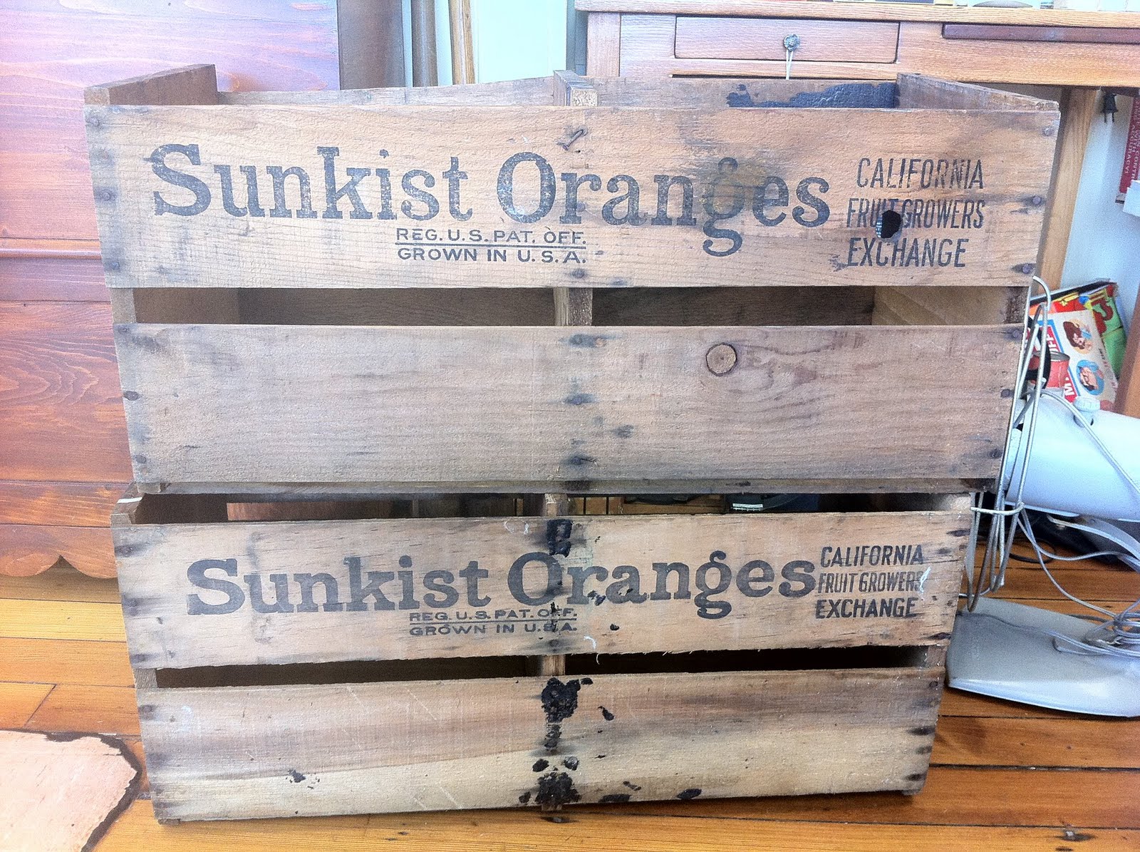 Lost & Found Marblehead, MA 2 Wooden Sunkist Orange Crates. 20 Each