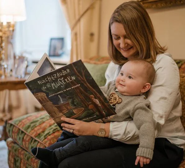 Prince Charles wore a new collegiate bear patterned jumper from Ralph Lauren Baby Boy. Hereditary Grand Duchess Stephanie of Luxembourg