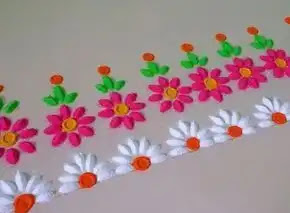 Multi layered border rangoli Multi layered border rangoli design for home