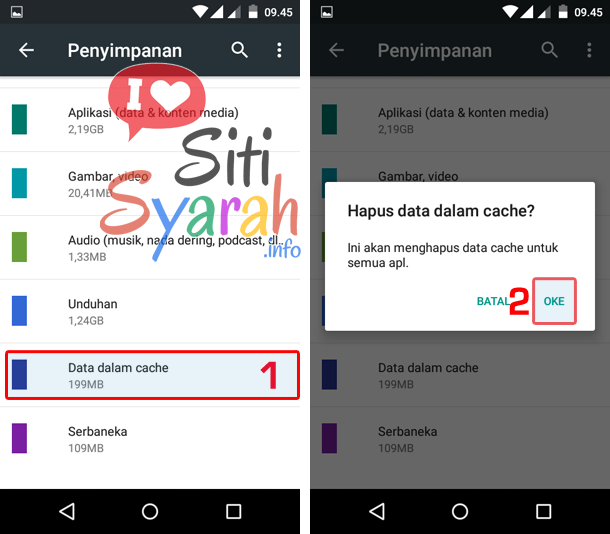 hapus cache android