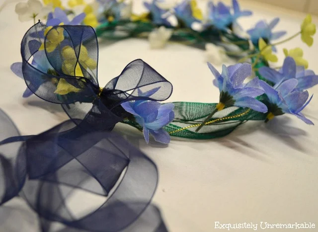 Floral Garland Headpiece with ribbon and faux florals