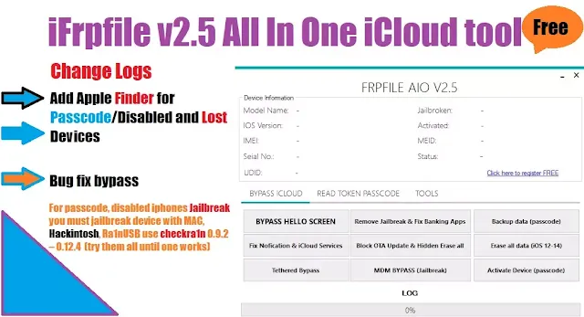 iFrpfile v2.5 iCloud Bypass tool