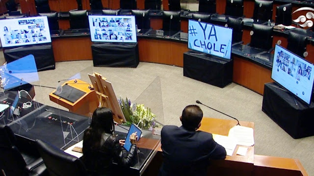 Exhiben carteles con la frase “Ya Chole” en sesión del Senado