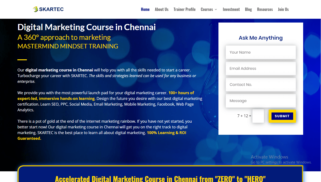 Skartec Digital Marketing Training Institute in Chennai Amudhakumar