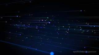 Perspective View Blue Colorful Light Streaks With Sparks In The Blue Dark Space