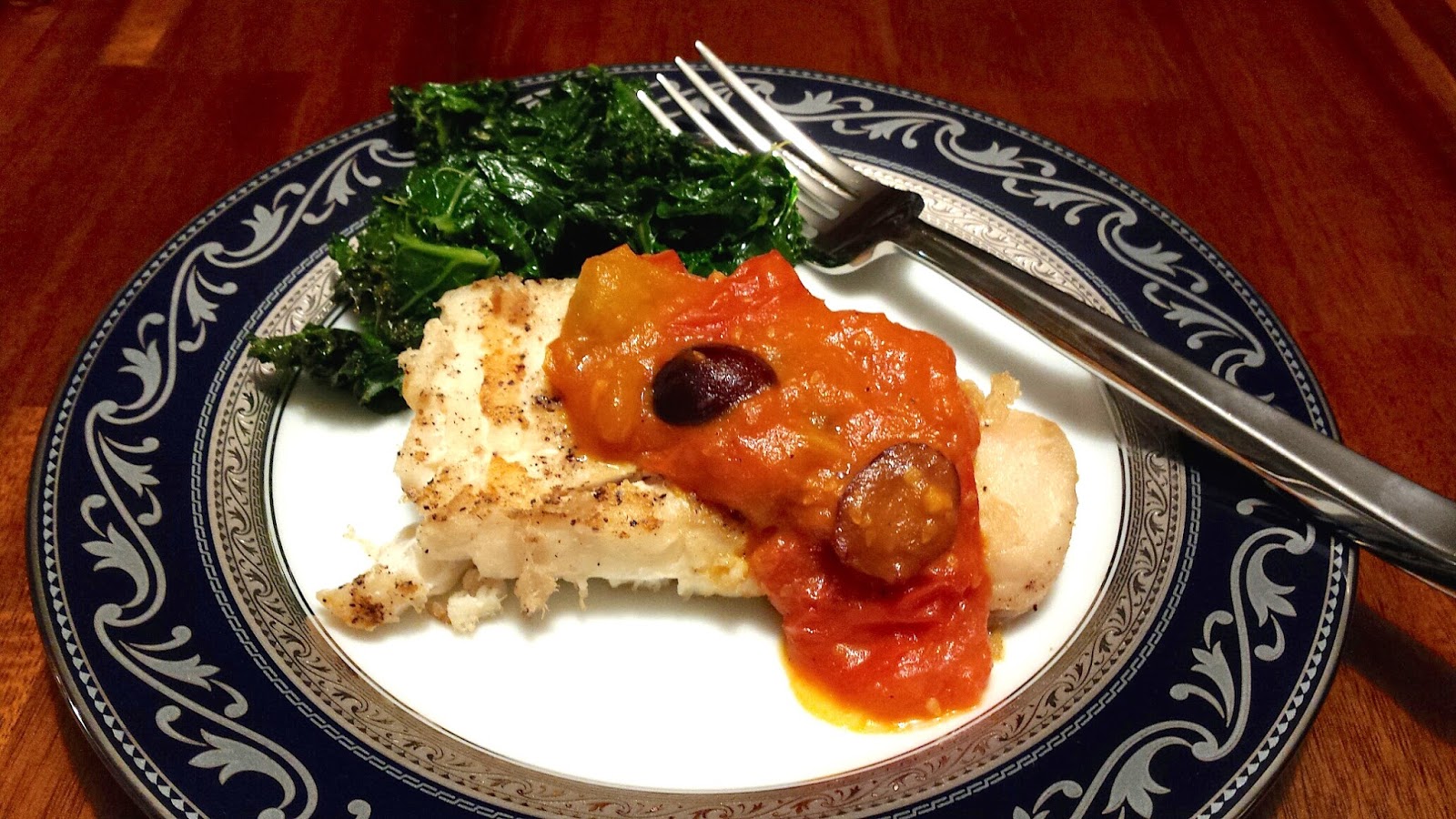 Hot Dinner Happy Home Halibut with Tomato, Orange & Olives
