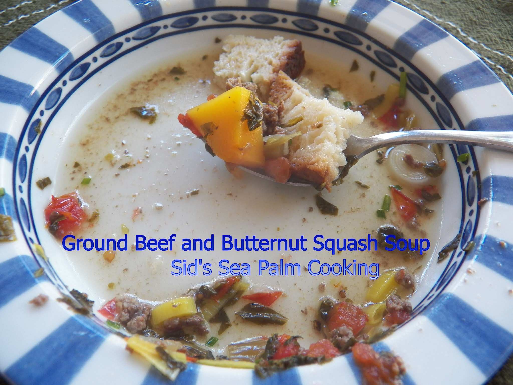 Ground Beef and Butternut Squash Soup for Soup Saturday Swappers Sid