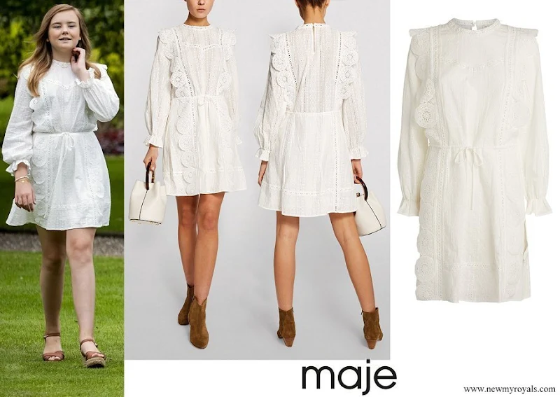 Princess Ariane wore Maje Broderie Anglaise Mini Dress