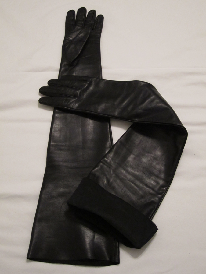 eBay Leather Long black leather gloves from Poland