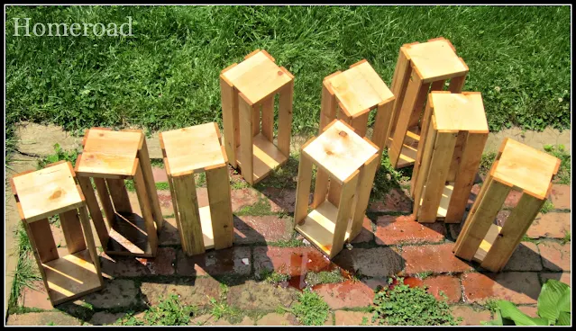 Wooden Crates lined up outdoors