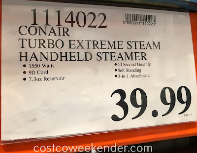 Deal for the Conair Turbo Extreme Steam Handheld Fabric Steamer at Costco