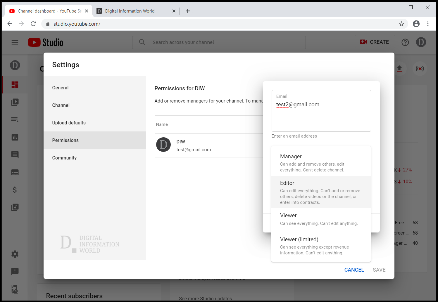 Move to  Studio Channel Permissions for Brand Accounts