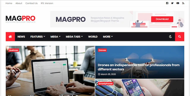 تحميل قالب بلوجر MAG PRO للمواقع الإحترافية تحميل قالب بلوجر MAG PRO للمواقع الإحترافية
