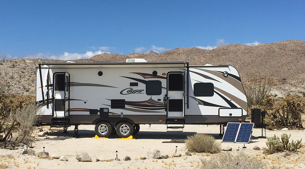boondocking dry camping Anza Borrego trailer RV solar power