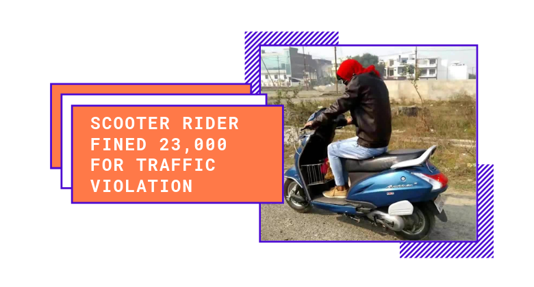 Scooter Rider From Delhi Fined Rs. 23,000 for traffic violation Scooter Worth only 15,000 Scooter Rider From Delhi Fined Rs. 23,000 for traffic violation Scooter Worth only 15,000