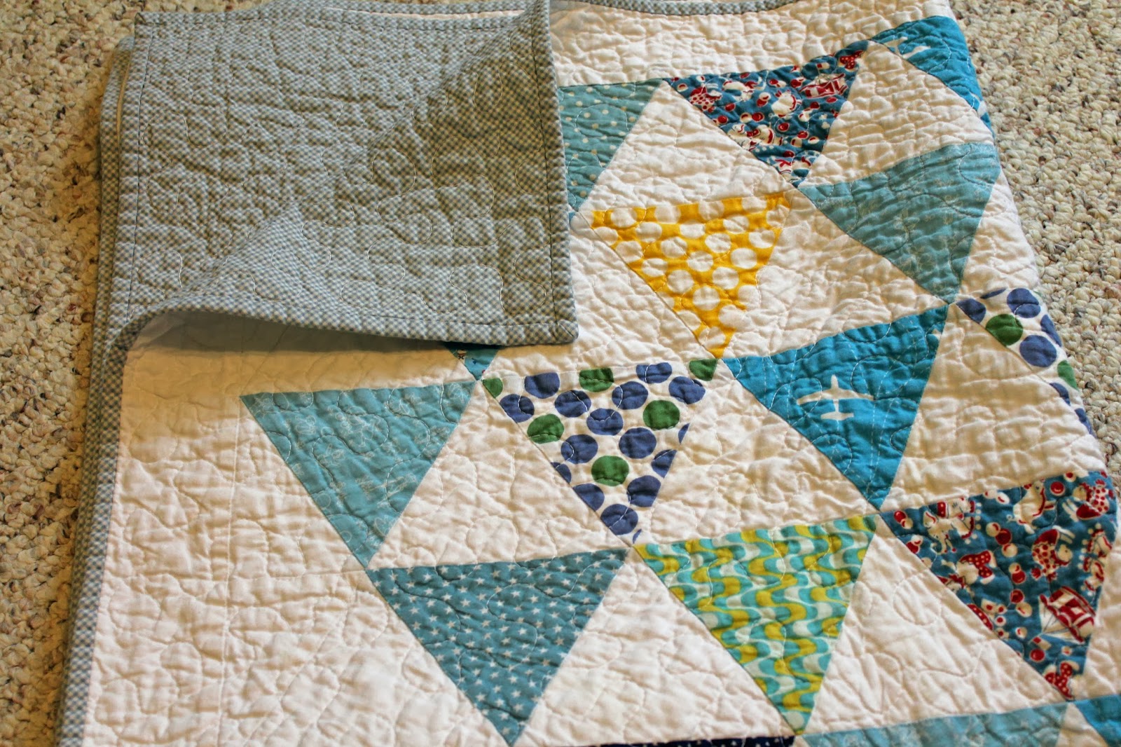 Polka Dot Quilts Little Boy Blue Baby Quilt