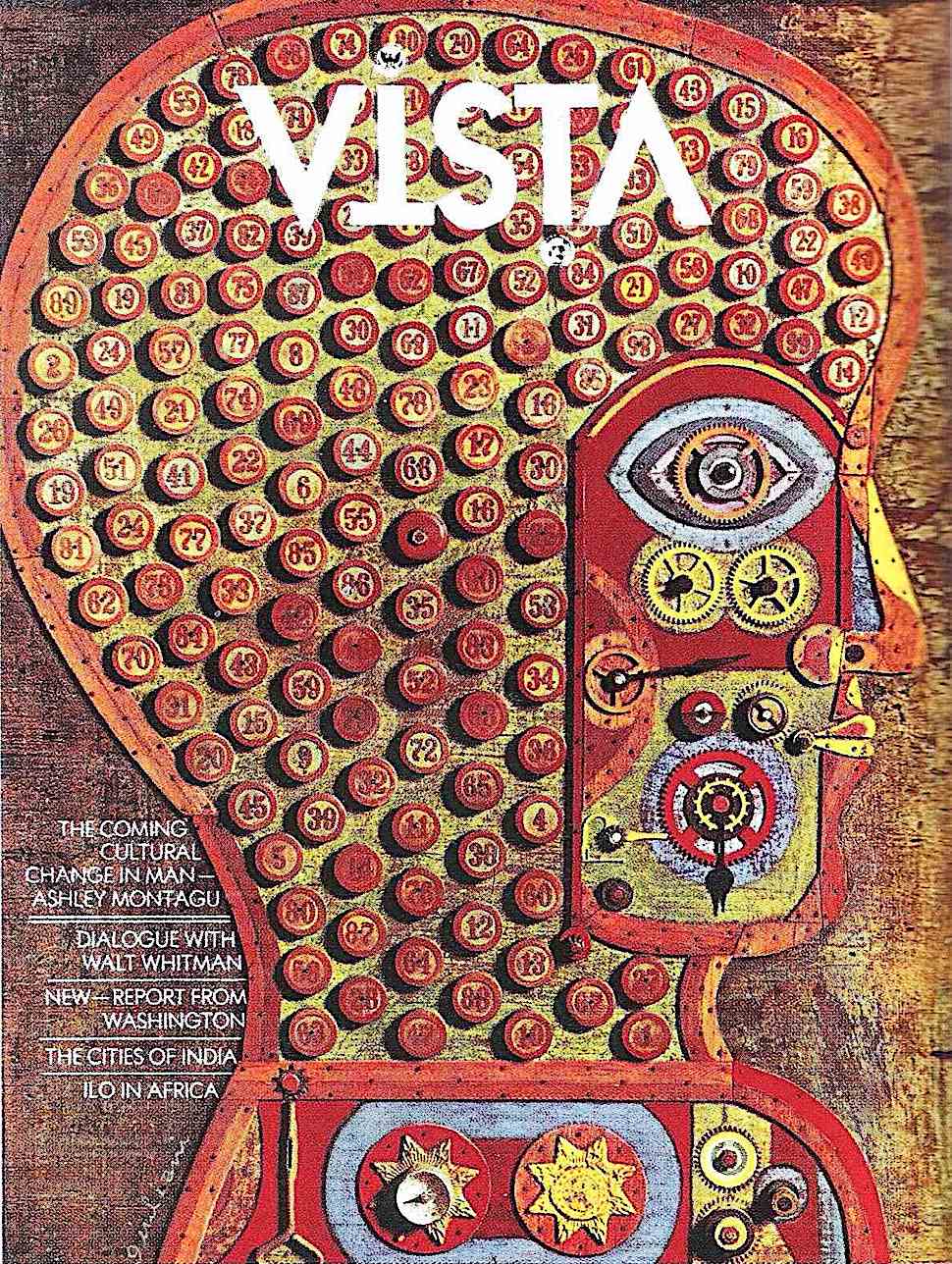 Vin Guliani illustration 1960s a 1960s Vin Guliani illustration of a human head in profile for Vista magazine