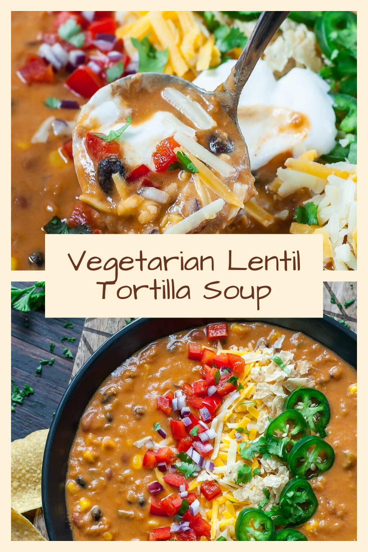 Vegetarian Lentil Tortilla Soup