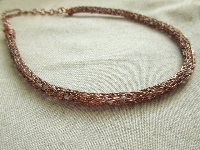 Copper Viking knit sciart biology jewelry DNA necklace