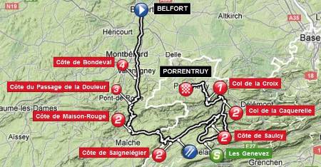 Mapa 8ª etapa Tour de Francia 2012 Belfort / Porrentruy