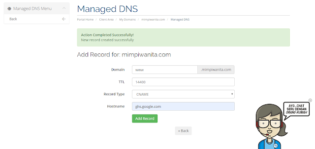 Menambahkan DNS Record yang Pertama pada RumahWeb