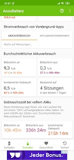 Screenshot aus der App AccuBattery