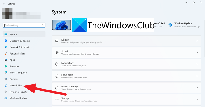 Accesibilidad en Configuración