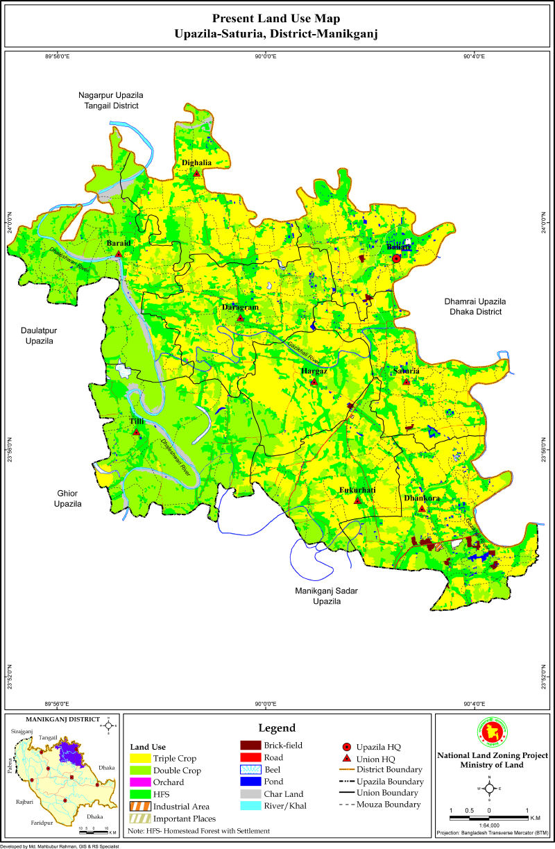 Saturia Upazila Mouza Map Manikganj District Bangladesh