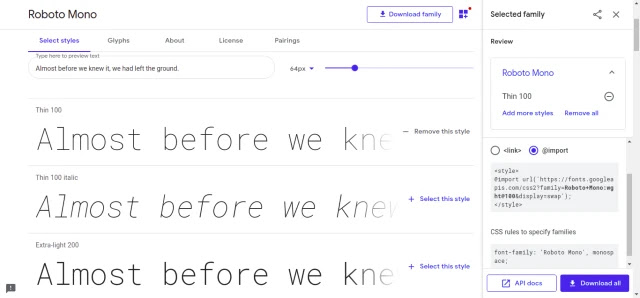 Copy the import tag and paste it in the CSS file