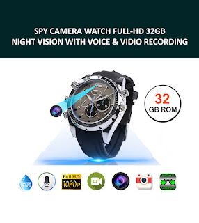 Spy Camera Watch Full-HD 32GB Built-In Night Vision Waterproof 