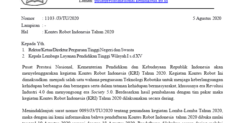 Pembukaan Pendaftaran KRI Daring: 10-18 Agustus 2020 - Tomatalikuang