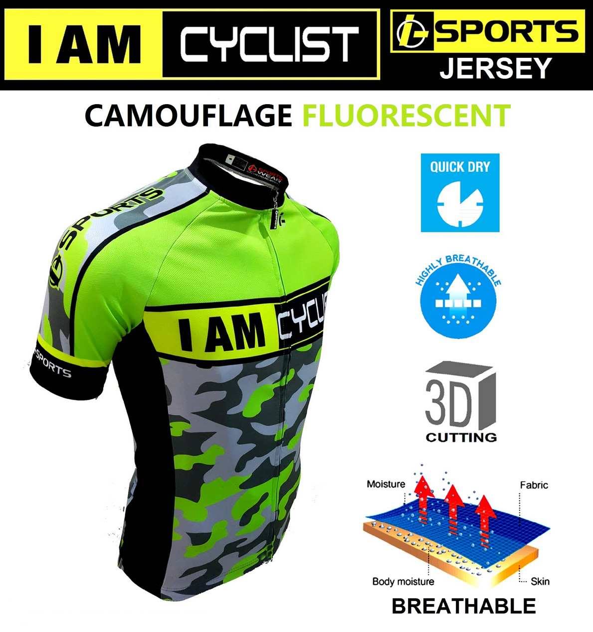 I AM CYCLIST CAMOUFLAGE FLUORESCENT PREMIUM VERSION (HIGH QUALITY
