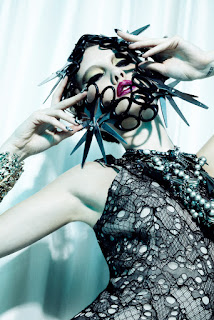 woman with scissors on face, scissor mask, beauty and fashion photographer nyc
