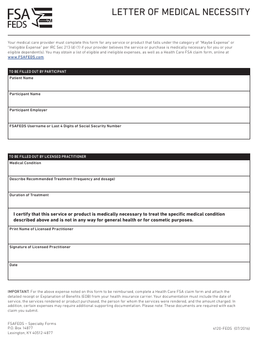 Letter Of Medical Necessity Fsa Template Resume Letter
