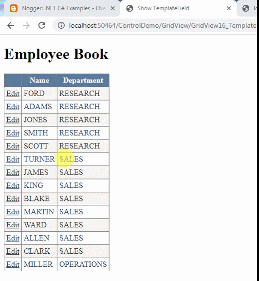 GridView TemplateFields C Examples