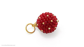 Adorable crimson beaded ball charm with short chain