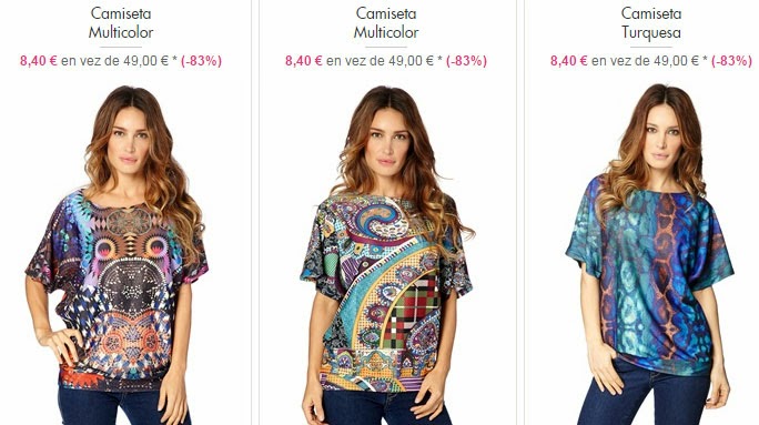 Camisetas multicolor para mujer Ejemplos de camisetas a la venta por sólo 8,40 euros