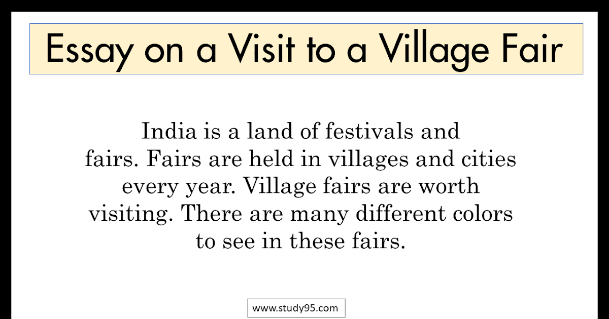 Essay on a Visit to a Village Fair - Study95