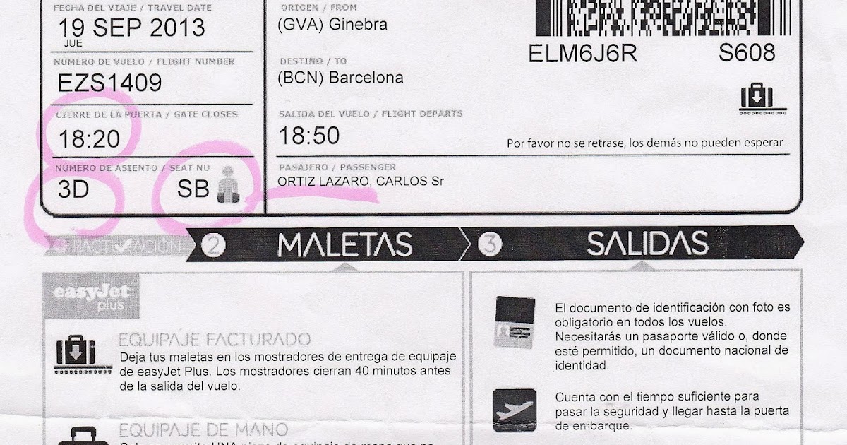 The traveler's drawer EASYJET. Electronic boarding pass for the flight