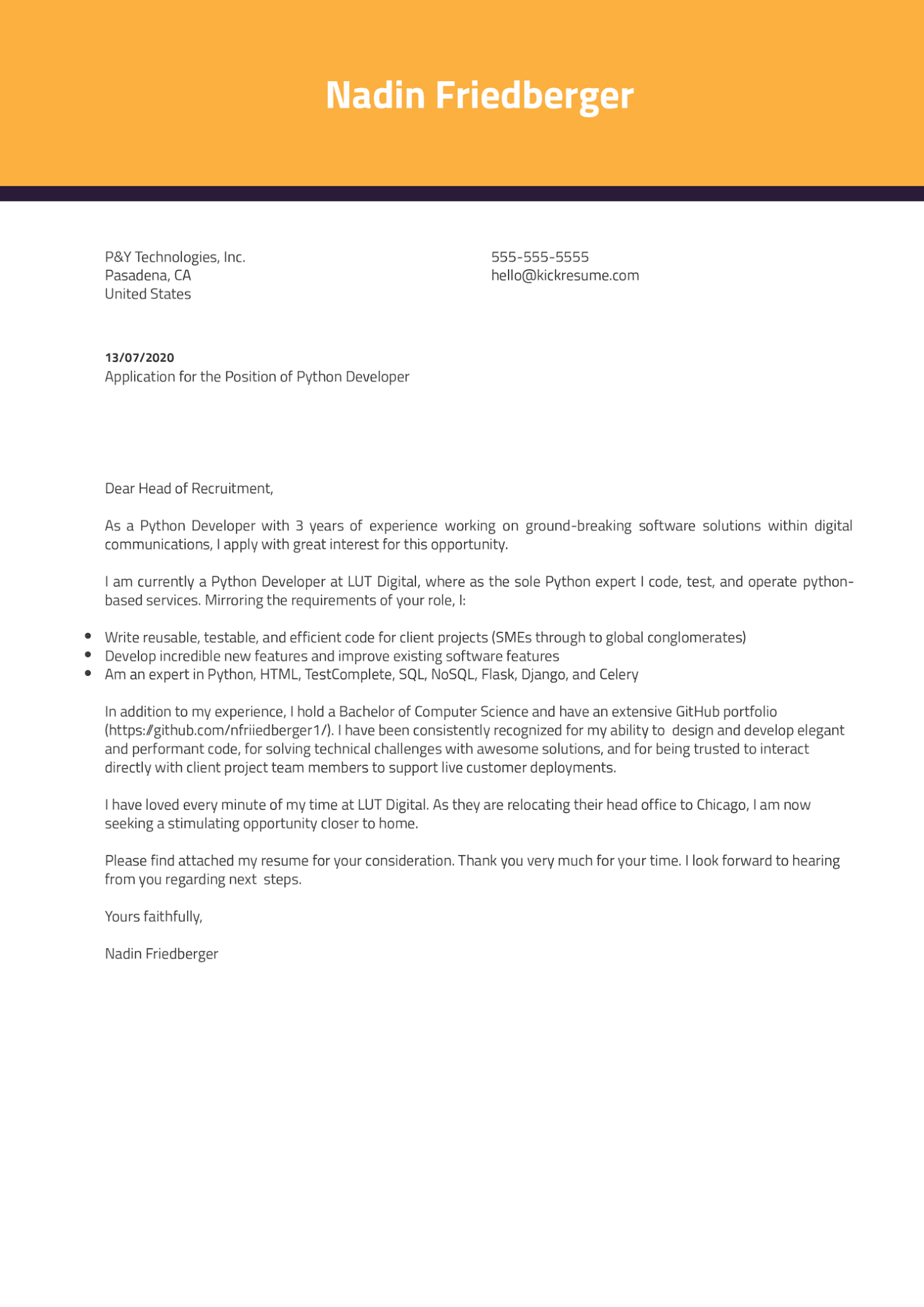 Access Database Developer Cover Letter - Cover Letter