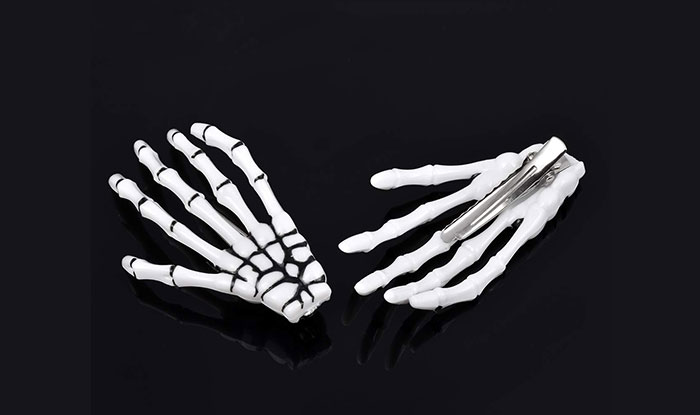 NeoStipZone | 35 Beautiful Hair Clips / Barrette Collection | Korean Style Gothic Skeleton Hands Bone Hair Clip