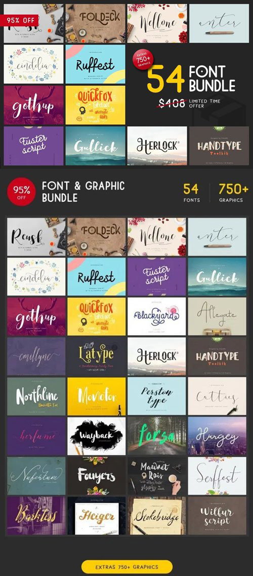 54 Font & 750+ Graphic Bundle 2 dryry6